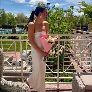 Bec and Bridge moon dance strapless dress in ivory